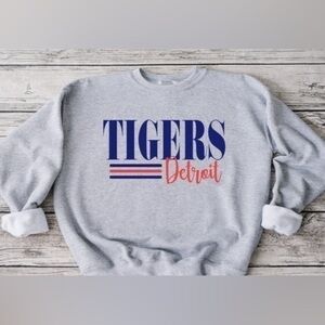 Detroit Tigers Striped Crewneck- gray